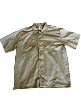 Dickies 1574 Khaki Work Shirt XL Short Sleeve